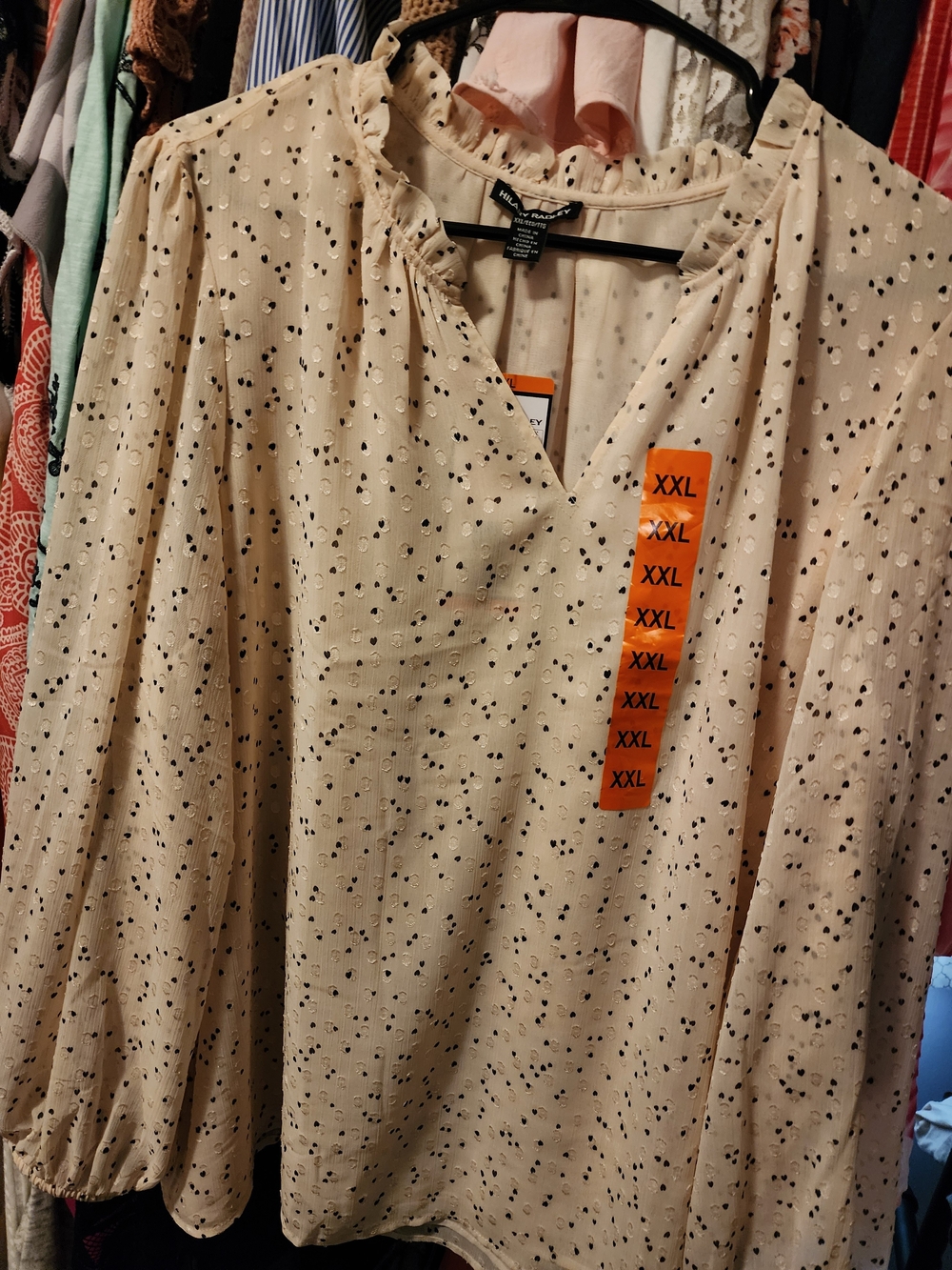 Light Cream Speckled V-Neck Blouse
